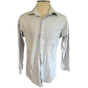 Michael Kors Blue White Cotton Button Down Shirt Medium 15 1/2 32/33